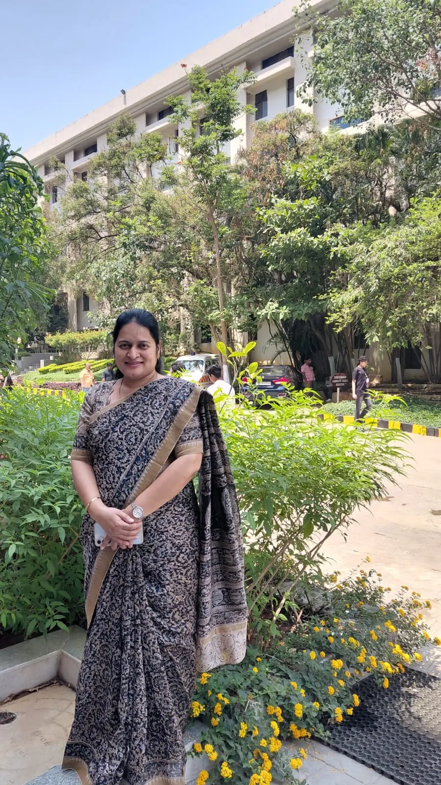 Dr. Vijaya Saraswathi R during a field study visit at VNRVJIET