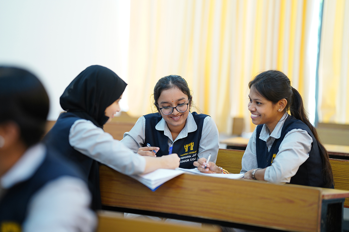 Vignana Jyothi students studying together in a classroom