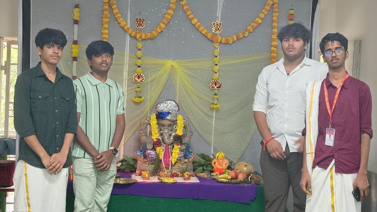 Students at a Ganesh Chaturthi celebration